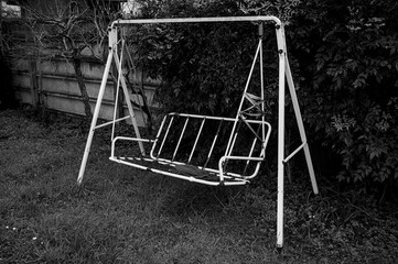 garden rocking chair in black and white