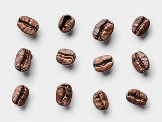 A set of freshly roasted coffee beans 