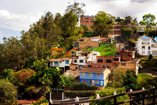 Colorful neighborhood in the urban area of Choach&iacute; &ndash; Cundinamarca - Colombia