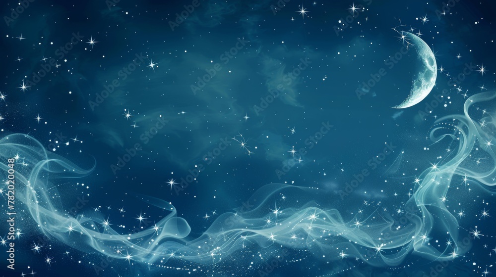 Poster simple borders: a vector graphic of a border with a celestial theme, featuring stars and moons