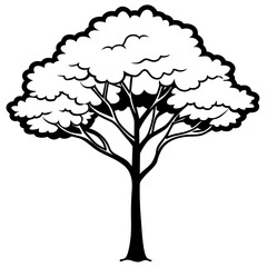Tree colouring page white background -Vector illustration