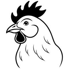 rooster and hen colouring page white background -Vector illustration