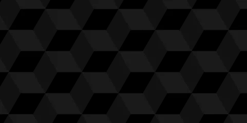 Fotobehang   Vector minimal Black cube geometric seamless background. Seamless blockchain technology pattern. Vector illustration pattern with blocks. Abstract geometric design print of cubes pattern. © MdLothfor