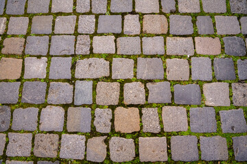 Texture street cobblestones Esslingen city old historical medieval crack worn