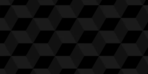 Fotobehang   Vector minimal Black cube geometric seamless background. Seamless blockchain technology pattern. Vector illustration pattern with blocks. Abstract geometric design print of cubes pattern. © MdLothfor