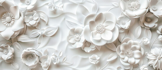 Fototapeta na wymiar abstract white flower pattern tile wall texture background