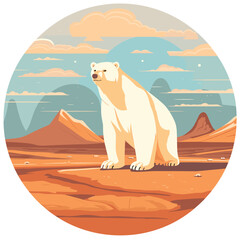 Polar bear desert landscape. Vector illustration