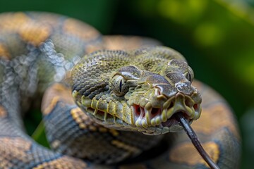 Boa Constrictor Consuming Prey Showcasing Remarkable Feeding Mechanisms in Snakes