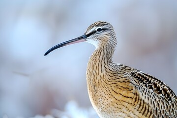 Obraz premium Bristle thighed Curlew Captured in Vibrant Details Highlighting Its Migratory Patterns Connecting Polar Regions