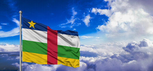 v national flag cloth fabric waving on beautiful Blue Sky Background.