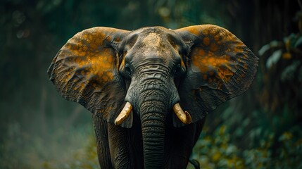 Majestic Forest Elephant Trumpeting in the Lush Congo Basin Wilderness