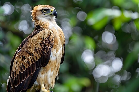 Majestic Philippine Eagle Perched Proudly in Its Threatened Forested Habitat Showcasing the King of Birds