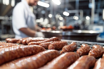 Sausages Production Line, Food Industry, Working on Automated Production Lines on Sausages Factory