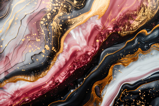 Dark with pink luxury marble abstract background. Liquid marble ink texture. Close-up surface grunge stone texture