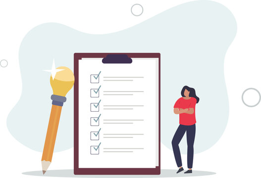 Survey or feedback opinion, checklist of completion or questionnaire form,flat vector illustration.