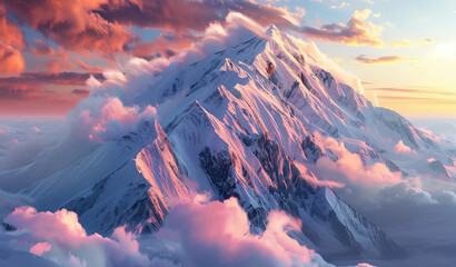 sunset over the mountains - obrazy, fototapety, plakaty