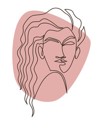 Portrait of woman, minimalist line art drawing
