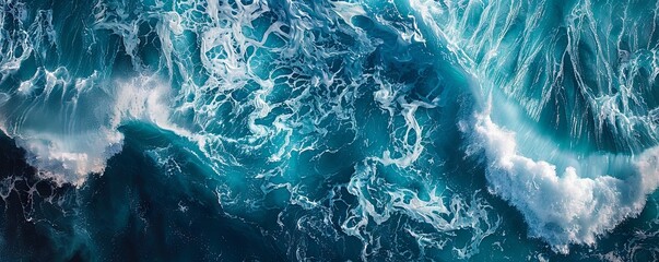 Bird's-eye view of turbulent ocean waters, ideal for conveying the power and intensity of nature.