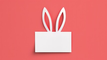 Note paper with bunny ears isolated on red background for the Chinese New Year (CNY).