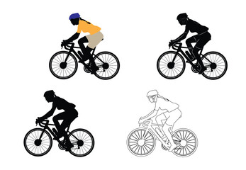 cycling for health silhouette Healthy lifestyle concept vector illustration riding a bicycle