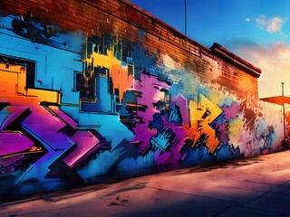 Obraz premium urban wall covered with graffiti