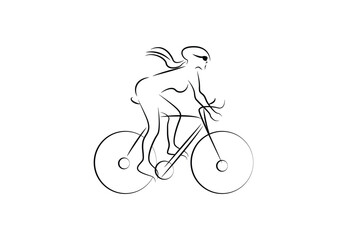 cycling logo Simple black silhouette vector