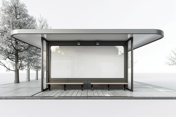 mockup of a bus stop on a white background in 3D style