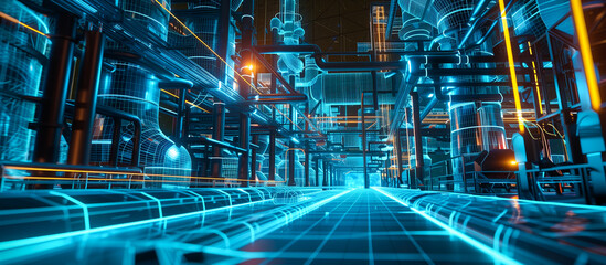 Virtual industrial factory advance futuristic with concept background