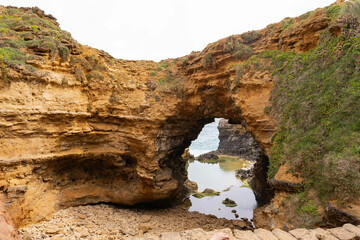 a calm sea at The Grotto; is cave and sinkhole located Loch Ard Gorge, one of the sightseeing that must see at Great Ocean Road