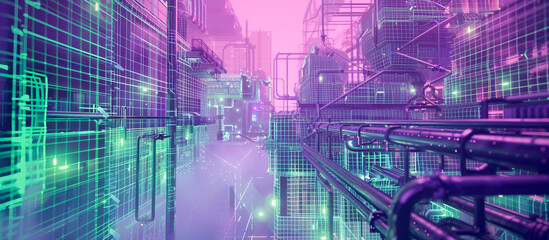 Obraz premium Virtual industrial factory advance futuristic with concept background