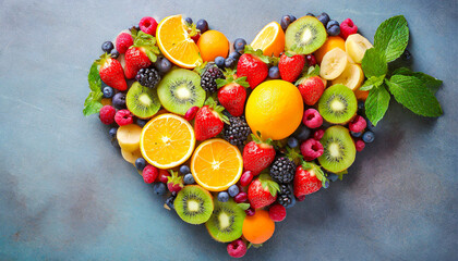 Heart made of fruits