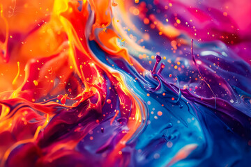 Colorful abstract painting with liquid.