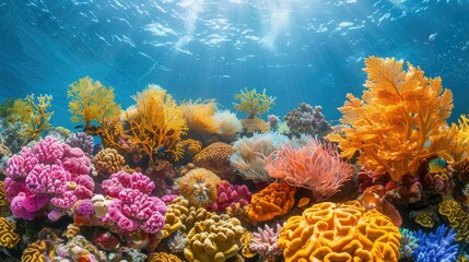 Vibrant coral reef underwater scenery