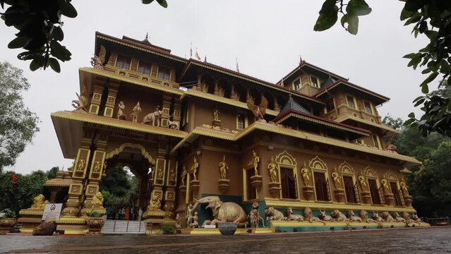 Mahamevnawa Buddhist Monastery building. Traditional religious temple architecture