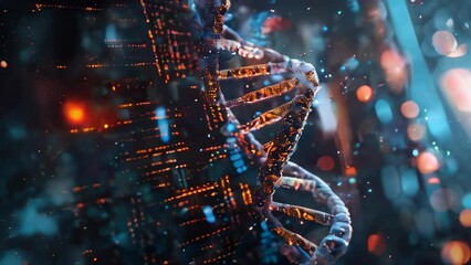 High-tech digital imagery of a detailed DNA helix for scientific research - Powered by Adobe