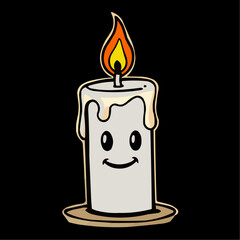 burning candle on black background