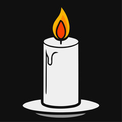 burning candle on black background