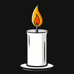 burning candle on black background