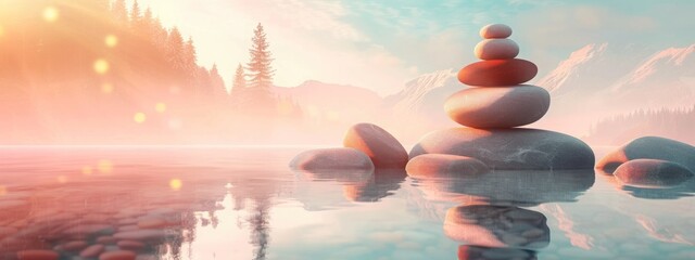 Mental well-being, featuring guided meditation and relaxation techniques in serene natural setting.