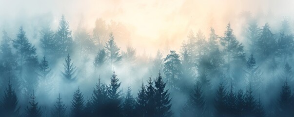 Muted color palette accentuates the beauty of a pine forest in this captivating abstract background. - obrazy, fototapety, plakaty