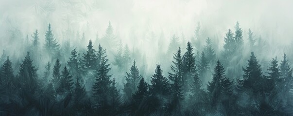 Calming atmosphere radiates from this abstract pine forest background in muted tones.