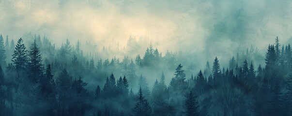 Abstract background showcasing the subtle beauty of a pine forest, rendered in muted tones. - obrazy, fototapety, plakaty