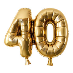 Obraz na płótnie Canvas Number 40 golden balloon isolated on white