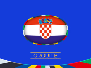 Croatia flag for 2024 European football tournament, national team sign. - 782036401