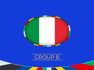 Italy flag for 2024 European football tournament, national team sign. - 782036411