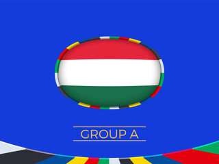 Hungary flag for 2024 European football tournament, national team sign. - 782036415