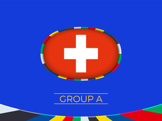 Switzerland flag for 2024 European football tournament, national team sign. - 782036417