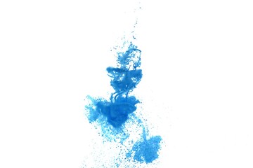 Blue color dye melt on white background,Abstract smoke pattern,Colored liquid dye,Splash paint