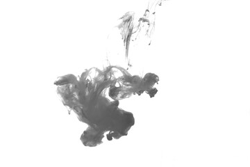 Black color-ink dye melt on white background,Abstract smoke pattern,Colored liquid dye,Splash paint