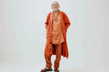 Elegant Senior Man in Stylish Orange Attire Banner